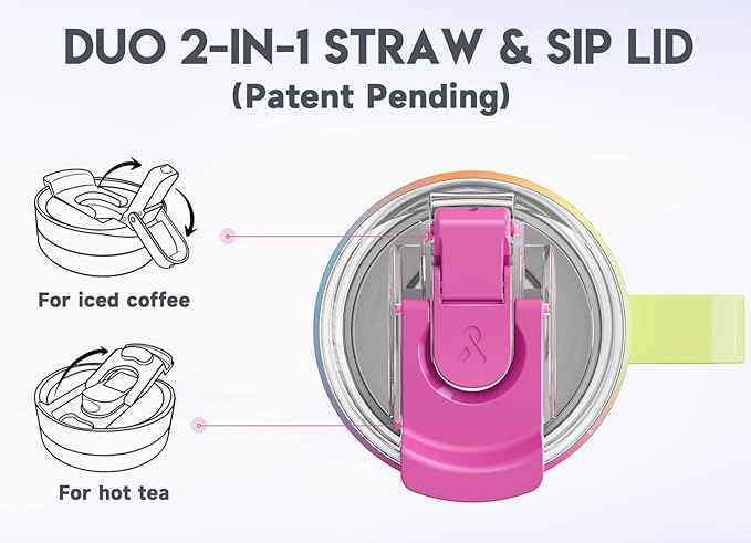 Meoky 40oz Tumbler with Handle, Stainless Steel Travel Mug with 2-in-1 Straw and Sip Lid, Vacuum Insulated Coffee Mug, 100% Leak Proof, Keeps Cold for 34 Hours or Hot for 10 Hours (Carnival)