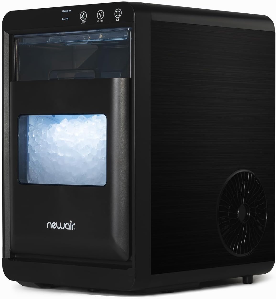 Nugget Ice Maker Countertop | 44 lbs/Day Pebble Ice Machine with Self-Cleaning | Soft Chewable Pebble & Sonic-Style Ice | Black Stainless Steel