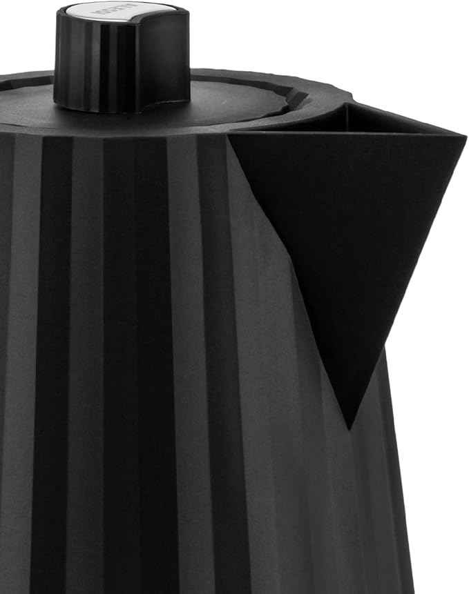 Alessi Plissé MDL06 B/UK Designer Electric Kettle, Thermoplastic Resin, UK Plug 2400 W, 170 cl, Black