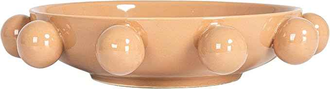 Bloomingville 9.75 Inches Stoneware Bowl with Orbs and Reactive Glaze, Nude