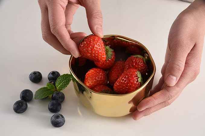 Pampa Bay Moonlight Tarnish Free Porcelain Snack Bowl with Gold Titanium