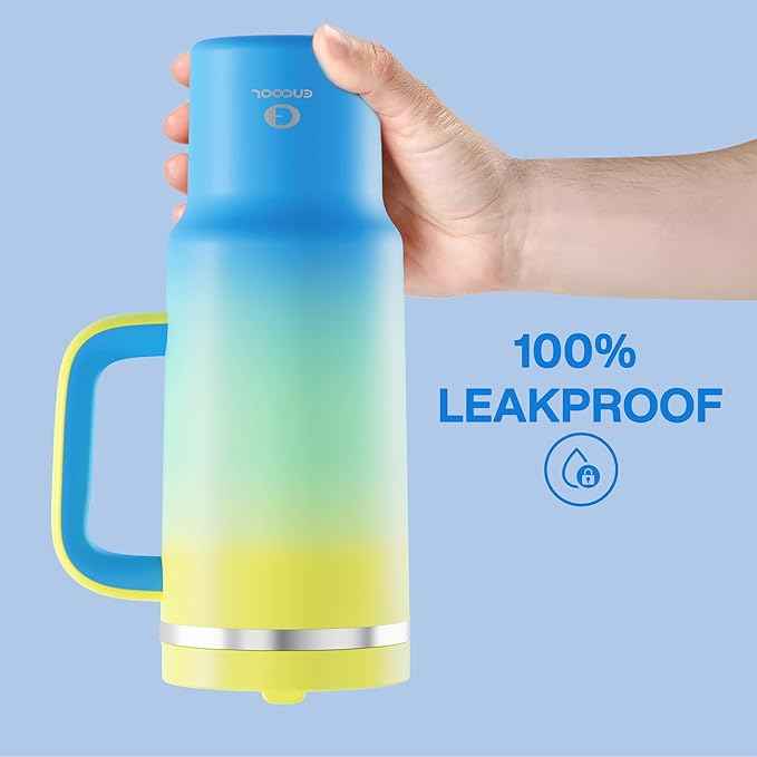 ENCOOL 40 oz Tumbler with Handle and Straw: Stainless Steel Insulated Tumbler Keeps Cold for 24 Hours, Leakproof Travel Cup Fits in Cup Holder and BPA-Free, Soft Lagoon