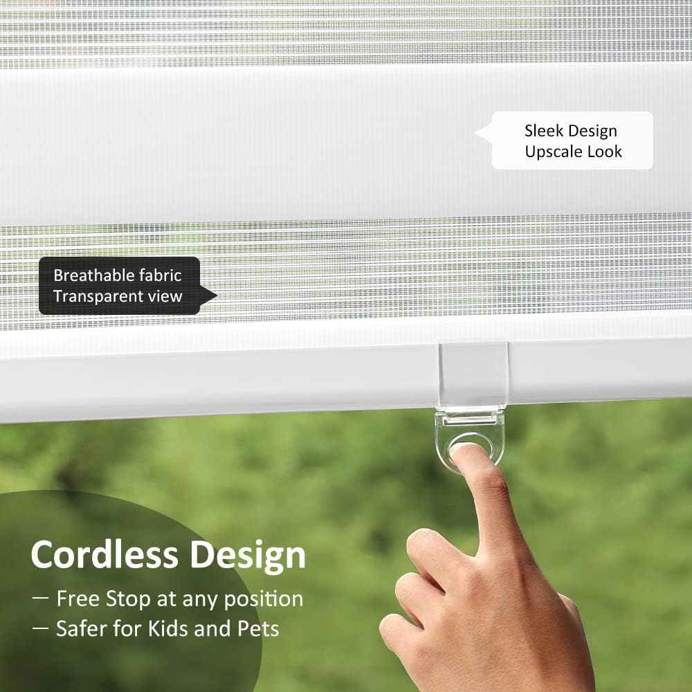 LUCKUP Cordless Zebra Blinds Roller Shades for Window-Dual Layer Sheer Blinds Light Control with Valance Day Night Privacy Light Filtering Fabric, 38" W x 72" H, White