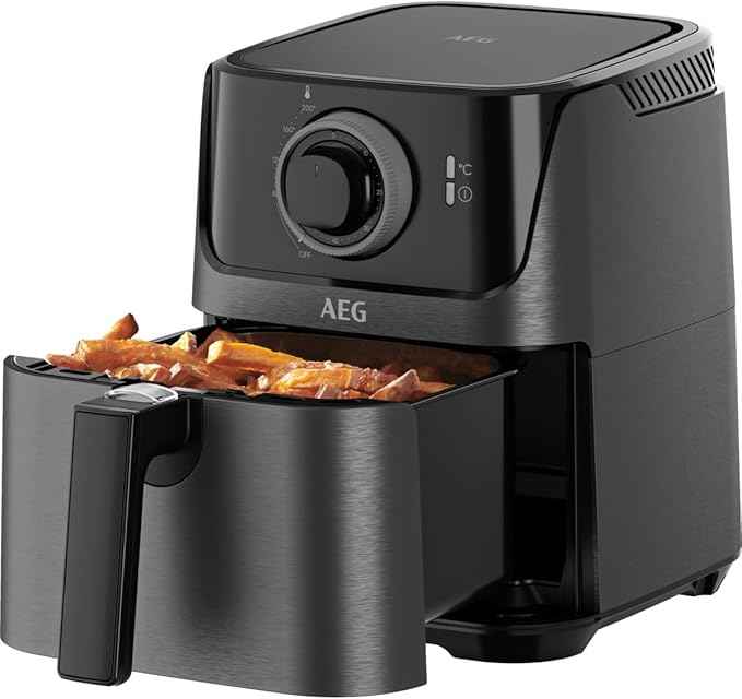 AEG AF5-1-4 GB air fryer, frying, grilling, baking, without, little oil, 2.5 l capacity, dishwasher safe, 80-200 °C, programmable, black