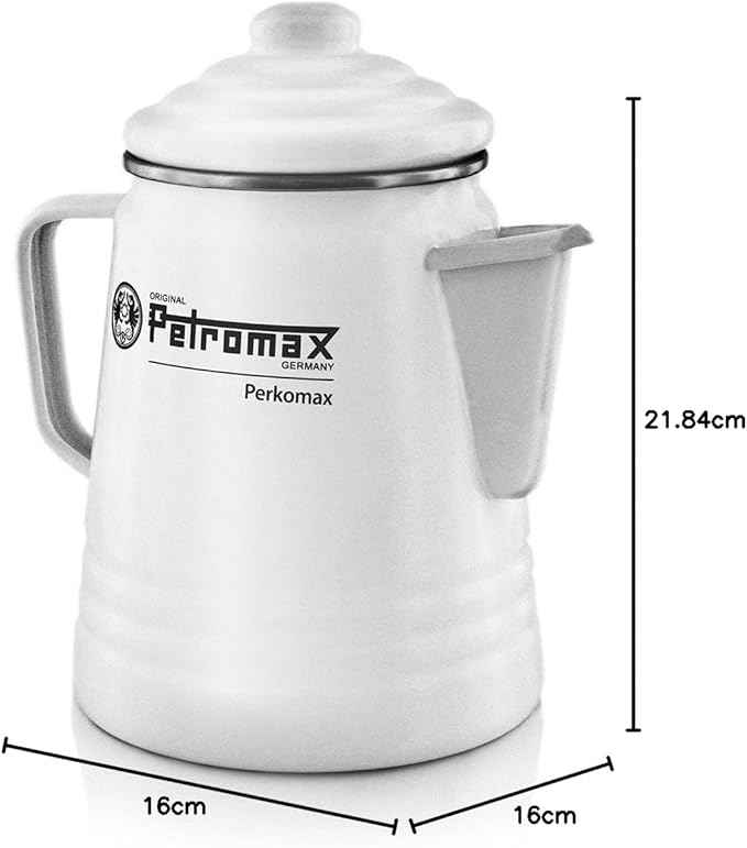Petromax Tea and Coffee Percolator, Use Indoor/Outdoors for Home Kitchen or Campfire, Enameled Steel Coffee and Tea Pot Brews to Your Taste, 5-6 Cup Capacity