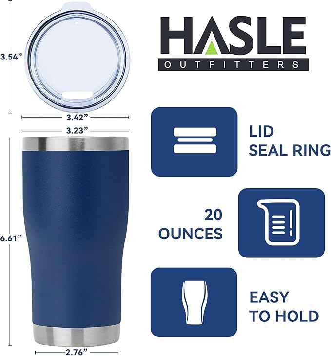HASLE OUTFITTERS 20 oz Tumbler Bulk, Stainless Steel Tumblers with Lid, Vacuum Insulated Tumbler, Double Wall Powder Coated Cup, coffee mugs, Navy Blue, 12 Pack