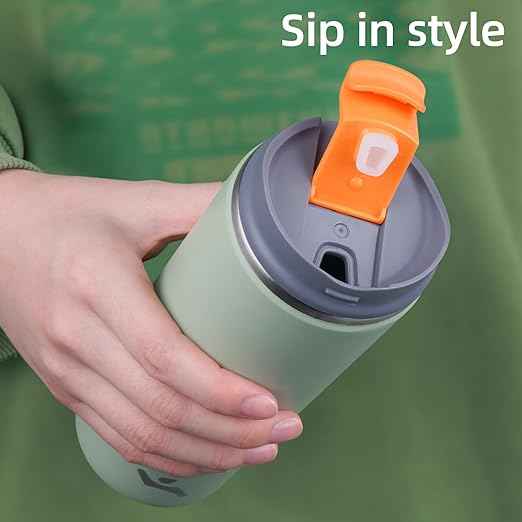 Konokyo Tumbler with Lid, 16 oz Travel Coffee Mug Double Wall Vacuum Stainless Steel Thermal Metal Cup Insulated Water Bottle,Soft Green