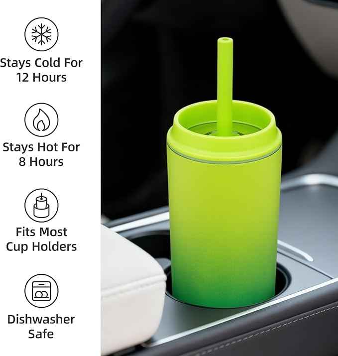BJPKPK Insulated Tumbler with Lid and Straw,12 oz Stainless Steel Travel Coffee Mug,Spill Proof Thermal Cup,Keep Drinks Cold and Hot,Bamboo Grove