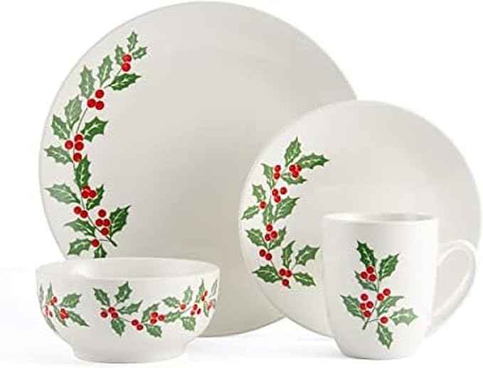 Studio Nova Holiday Cheer 16 Piece Dinnerware Set, Service for 4, Multicolor