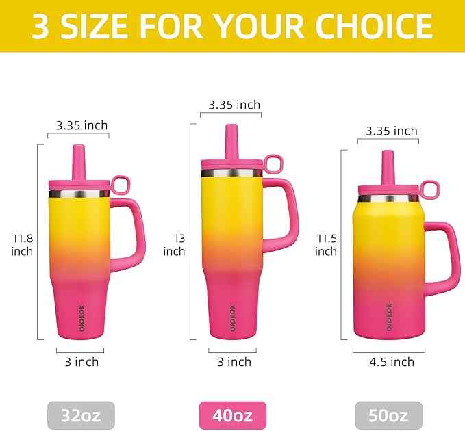 BJPKPK Insualted Tumblers with Handle and Straw 40oz Stianless Steel Travel Coffee Mug Thermal Cups with Lid,Rainbow
