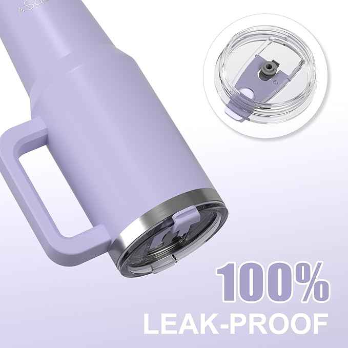 40 oz Tumbler with Handle,Tumbler with Lid and Straw,Double Wall Insulated Cup Stainless Steel Travel Mug(Cold for 34 Hours),Water Bottle for Iced Tea,Coffee,Cold Beverages(Purple)