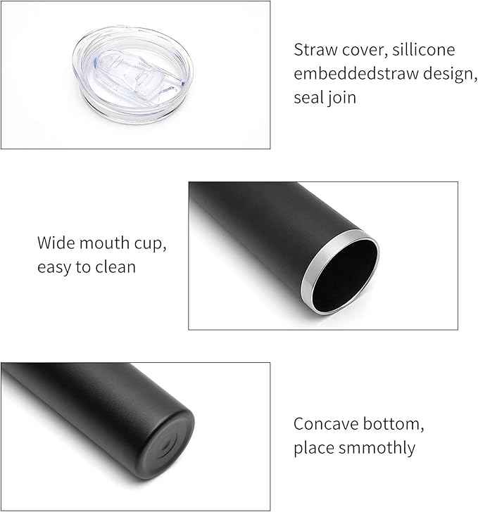 HASLE OUTFITTERS 20 oz Skinny Tumblers Bulk Set, Stainless Steel Insulated Slim Tumblers with Lids, Reusable Double Wall Travel Coffee Mugs, Durable Powder Coated Travel Water Cups(Black, 12)