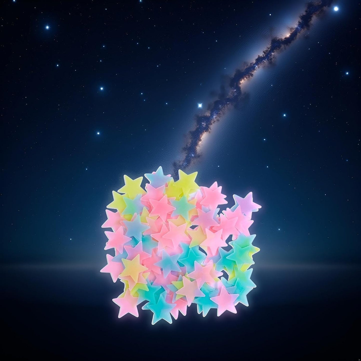 100Pcs Glow in The Dark Stars Wall Stickers, Self-Adhesive Luminous Decor for Bedroom, Room and Home Art, Fluorescent Night Sky Ceiling Decals for Party, Room Decorations
