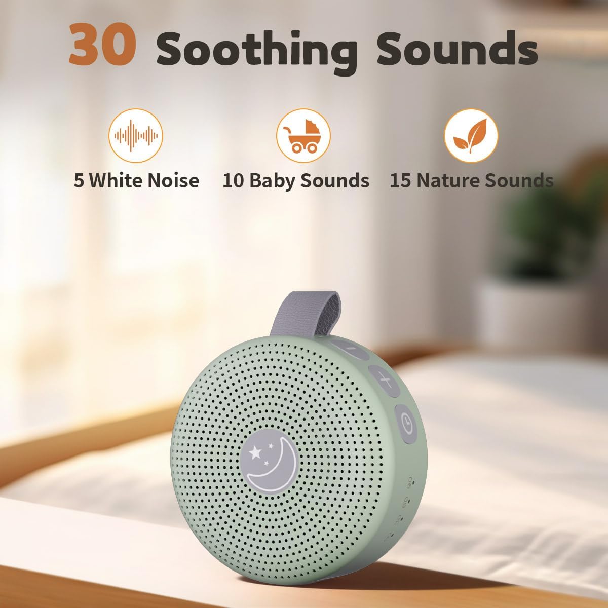 Sound Machine Mini Portable Baby White Noise Machine with 30 Soothing Sounds for Kids Adults Auto-Off Timer 32 Volume Levels Rechargeable Brown Noise Sleep Machine for Home Office Privacy and Travel