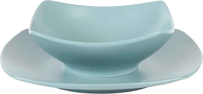 Gibson Home Zen Buffet Matte Porcelain Chip and Scratch Resistant Plates and Bowls Dinnerware Set - Blue, Service for 4 (8pcs)