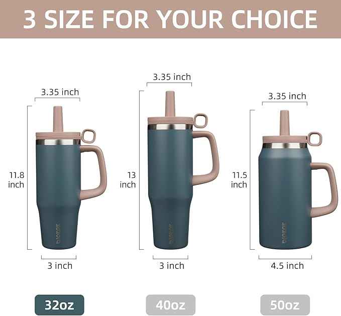 BJPKPK 32oz Stainless Steel Insulated Tumbler with Handle and Straw Travel Coffee Mug Thermal Cups with Lid,Navy Blue