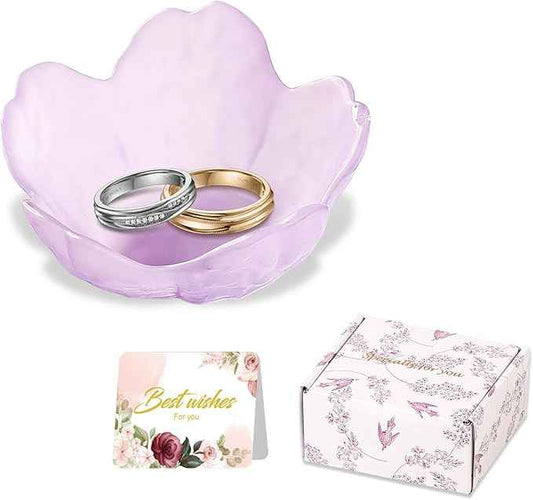 Gifts for Women Flower Jewelry Dish Ring Holder Jewelry Tray Vanity Organizer Room Decor Aesthetic Dorm Bathroom Decor Decorative Trinket Dish for Rings Earrings Necklaces Friendship Birthday Gifts