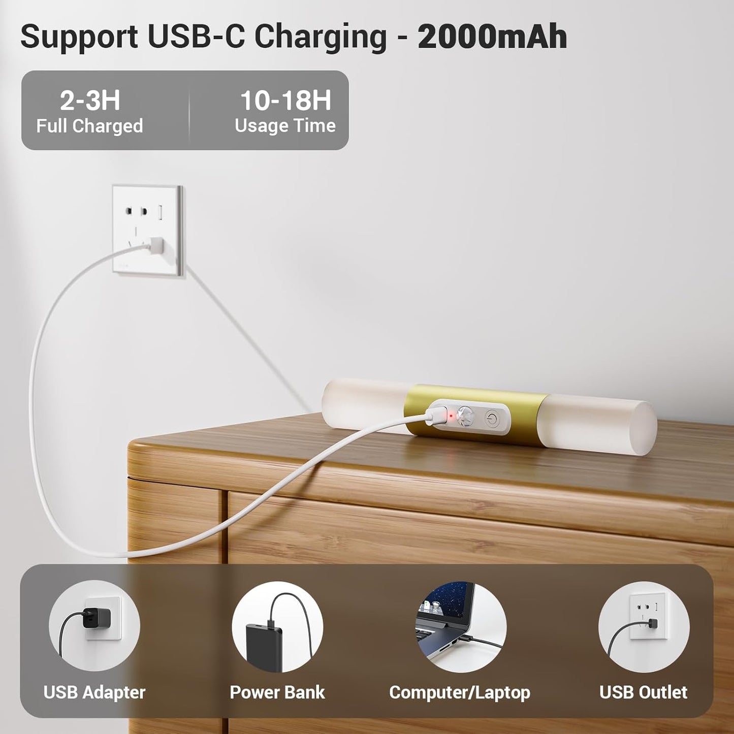 Motion Sensor Wall Sconces with Remote Control, LED Rechargeable Battery Operated Wall Lights Set of Two for Living Room, Indoor Wireless Wall Lamps for Bedroom, Hallway, Stair, Gold 2 Pack