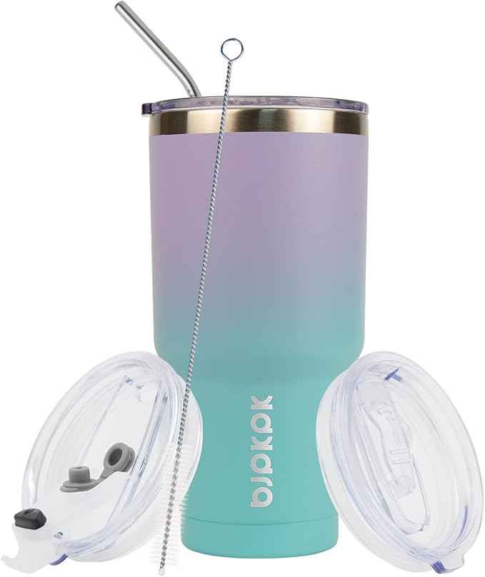 BJPKPK 30oz Tumbler Stainless Steel Double Wall Vacuum Insulated Mug with Straw and Lid for Women and Men,Lavender Green