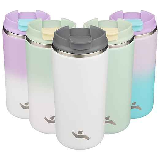 Konokyo Tumbler with Lid, 12 oz Travel Coffee Mug Double Wall Vacuum Stainless Steel Thermal Metal Cup Insulated Water Bottle,Beige