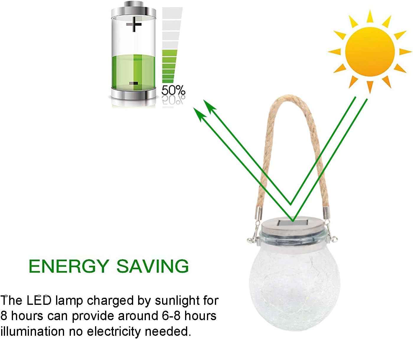 2 Pack Hanging Solar Powered LED Lights,Cracked Glass Ball Light, Waterproof Outdoor Christmas Decorative Lantern for Garden, Yard, Patio, Lawn (Colorful)