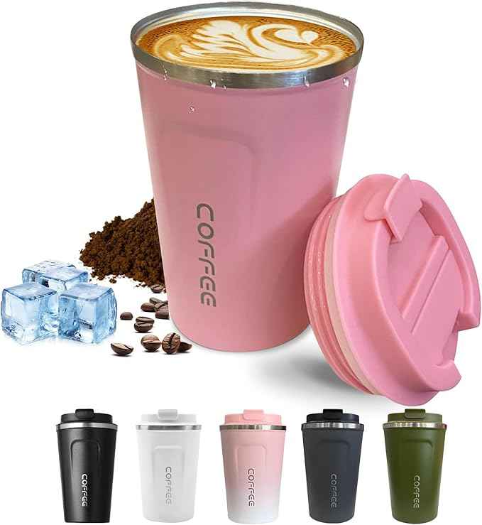 SPLMIFA Travel Coffee Mugs Leak-Proof, Reusable Coffee Cups with Lids, Stainless Steel Vacuum Insulated Coffee Tumblers, Thermal Insulation Cups for Men and Women Hot & Cold Drinks(2nd-Pink, 17OZ)