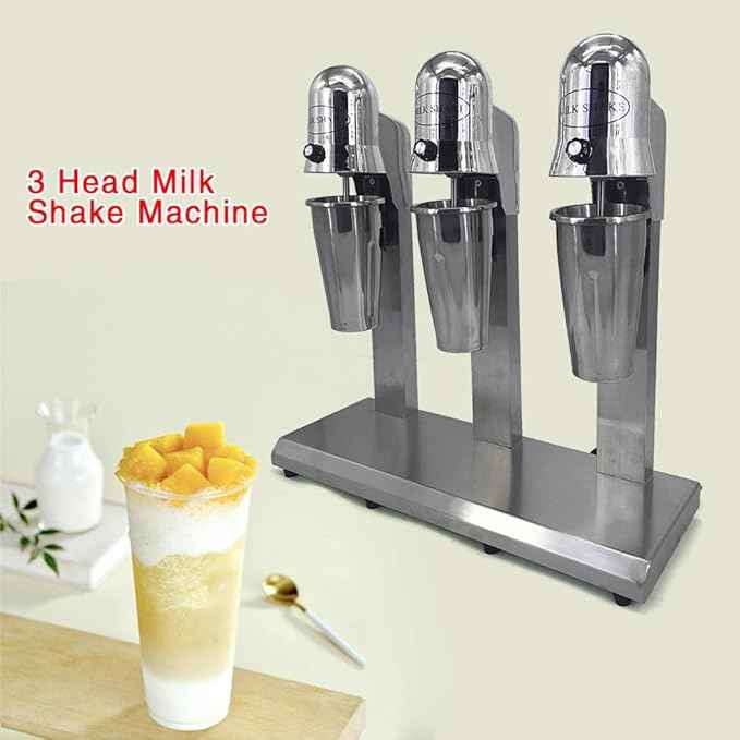 Electric Milkshake Maker, Ice Cream Mixer Machines, 110V Commercial Drink Smoothie Blender for Coffee Shops, Tea Stores to Making Fruit Tea, Coffee, Stirred Drinks (3 Head 800ml)
