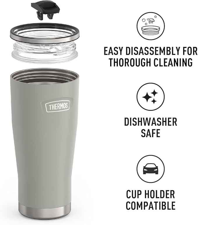 THERMOS ICON SERIES, Stainless Steel Tumbler with Slide Lock, 24 Ounce, River Rock