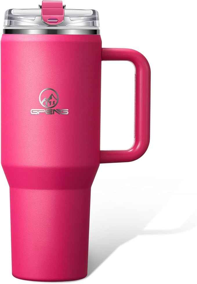Gpeng 30 oz Tumbler with Handle, Water Bottles with Straw Lid, Insulated Stainless Steel Travel Mug Cup Holder Friendly, Keep Drinks Cold or Hot for Hours