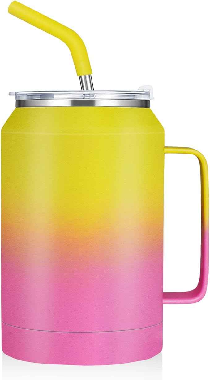 Zenbo 32 oz Mug Tumbler – Stainless Steel Vacuum Insulated Mug with Handle,Lid and Straw,Keeps Drinks Cold up to 36 Hours – Sweat-Proof Body, Dishwasher Safe