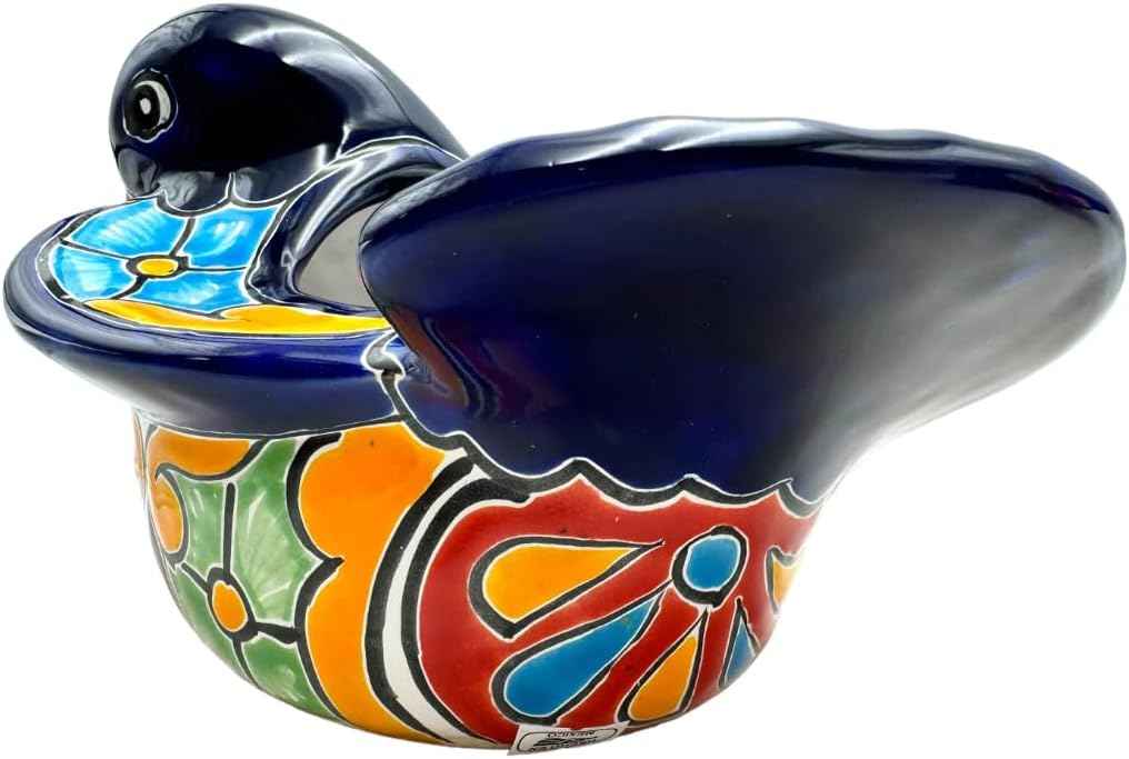 Talavera Dove Planter Bird Animal Flower Pot Cute Mexican Pottery Folk Art Multicolor Indoor Outdoor Handmade Hand Painted Home Decor 10.5" (Multi 4)