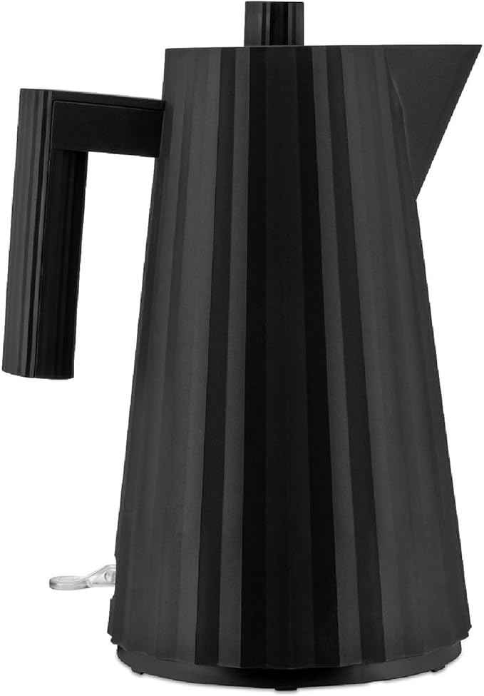 Alessi Plissé MDL06 B/UK Designer Electric Kettle, Thermoplastic Resin, UK Plug 2400 W, 170 cl, Black