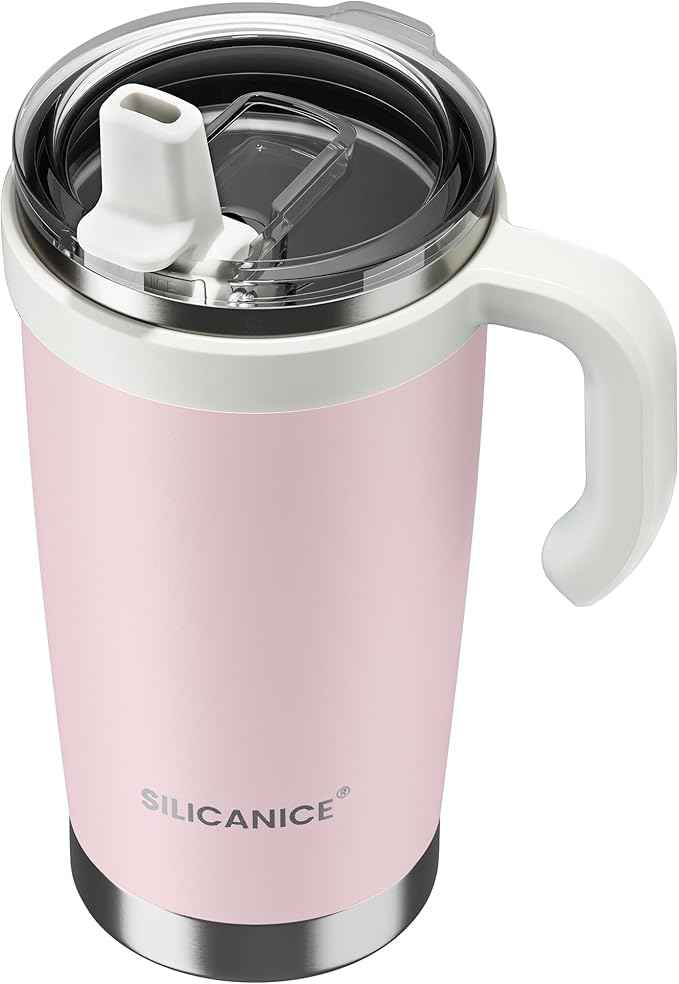 For Iced Coffee & Smoothies – Never Drink from a Moldy Lid Again: 20oz Hygienic Tumbler, 100% Leakproof Lid & Removable Foldable Spout. Reinforced Base, Fits Cup Holders - Pink Sand