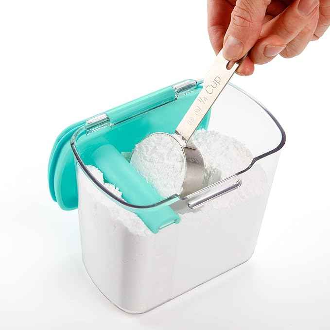 Progressive ProKeeper Baker's Airtight Kitchen Storage Canister Container Set for Flour, Sugar & More, Keeps Ingredients Fresh, with Accessories (Turquoise, 6- Piece)