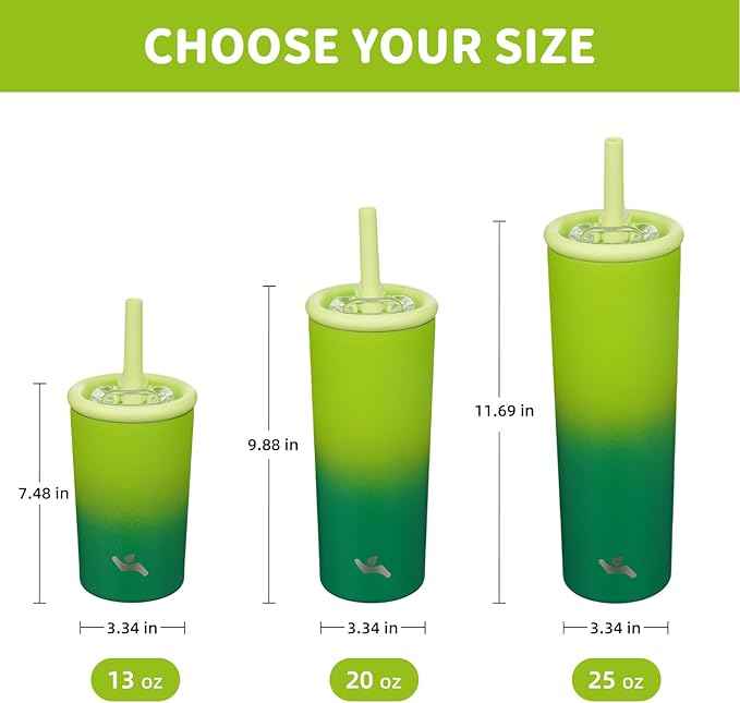 Konokyo 20oz Insulated Tumbler with Lid and Straw, Reusable Iced Coffee Cup with Lid, Travel Coffee Mug, BPA-Free, Leak-Proof and Durable, Matcha Green
