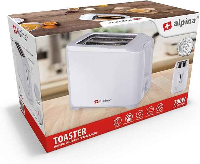 Alpina Toaster - 7 uprights - 2 discs - crumb compartment - 700 watt - white