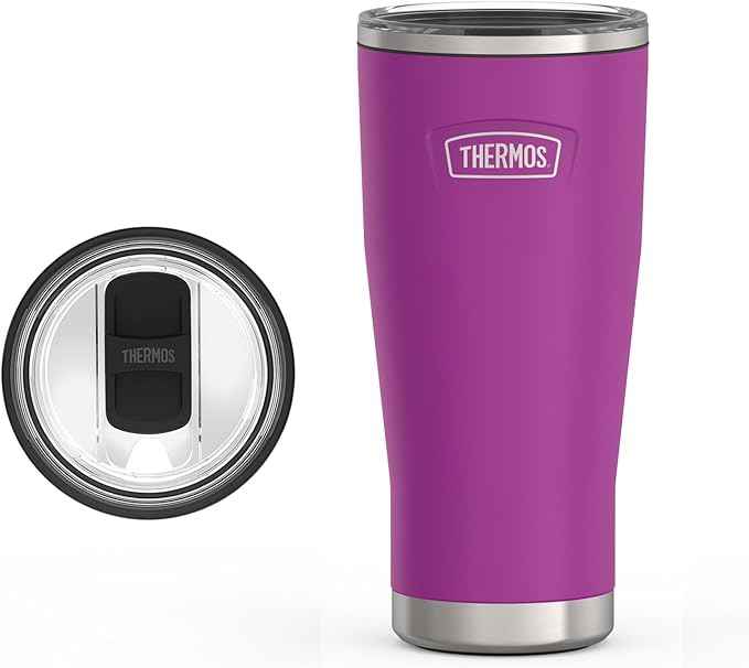 THERMOS ICON SERIES, Stainless Steel Tumbler with Slide Lock, 24 Ounce, Plum