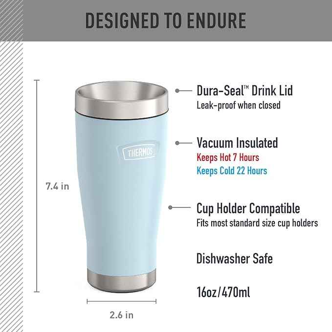 THERMOS ICON SERIES, Stainless Steel Tumbler, Glacier, 16 oz