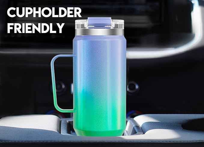 Meoky 40oz Tumbler with Handle, Stainless Steel Travel Mug with 2-in-1 Straw and Sip Lid, Vacuum Insulated Coffee Mug, 100% Leak Proof, Keeps Cold for 34 Hours or Hot for 10 Hours (Fairyland)