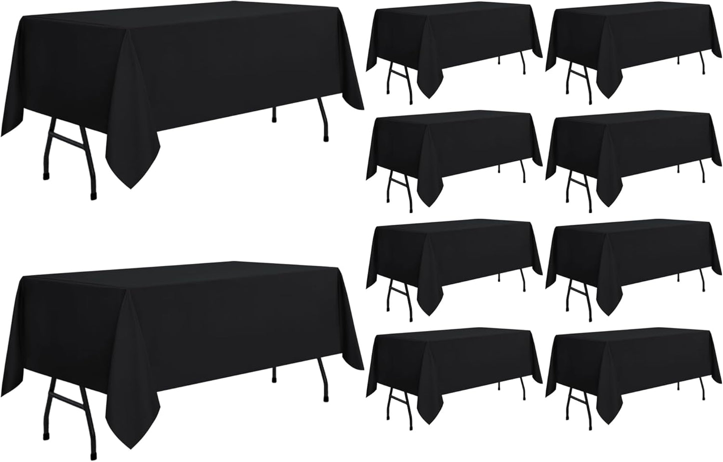 sancua 10 Pack Black Tablecloth 60 x 84 Inch, Rectangle Table Cloth for 4ft Tables - Stain and Wrinkle Resistant Washable Polyester Table Cover for Dining Wedding Banquet Party Buffet Restaurant