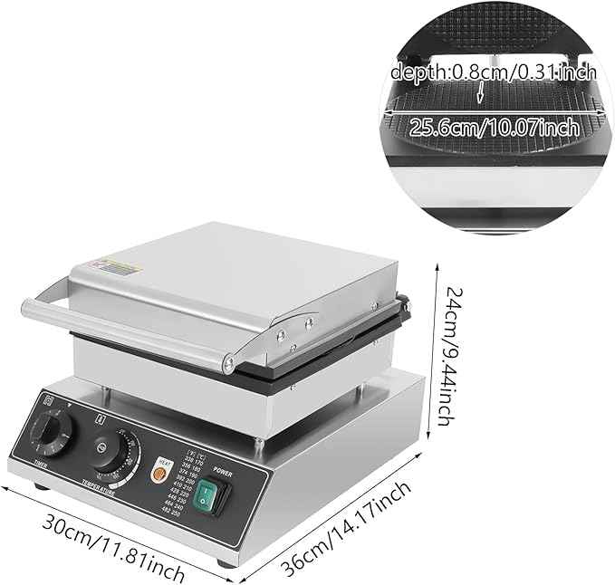 Electric Ice Cream Cone Maker, 1750W Waffle Cone Machine with Temperature and Time Control, Stainless Steel Non-Stick Egg Roll Maker for bakeries Snack Shops Restaurants Schools Food Factories Etc