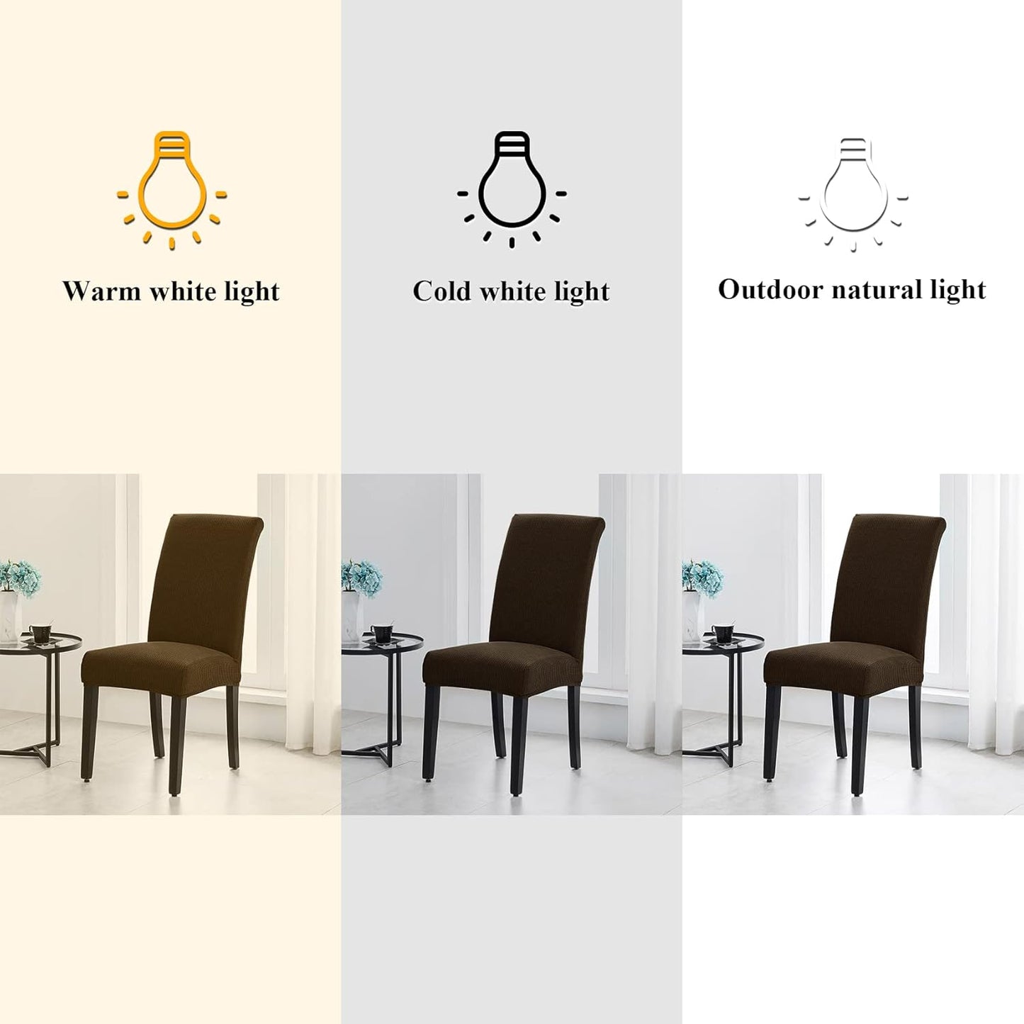 Joccun Chair Covers for Dining Room Set of 4,Dining Chair Slipcovers Stretch Dining Room Chair Covers Seat Protector,Washable Parsons Chair Cover for Home,Banquet(Seal Brown,4 Pack)