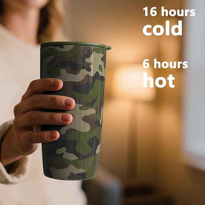 TILUCK 20 oz Insulated Tumbler with BPA-Free Lid, Stainless Steel Vacuum Travel Coffee Mug, Double Wall Coffee Tumbler（20oz，Camouflage）