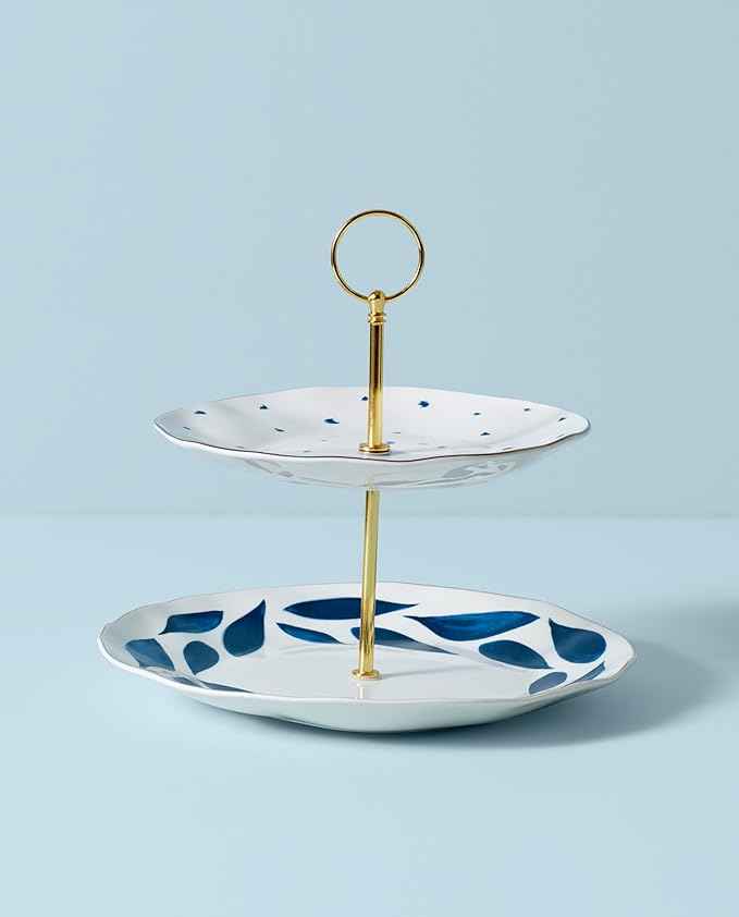 Lenox Blue Bay 2-Tiered Server, 3.05 LB