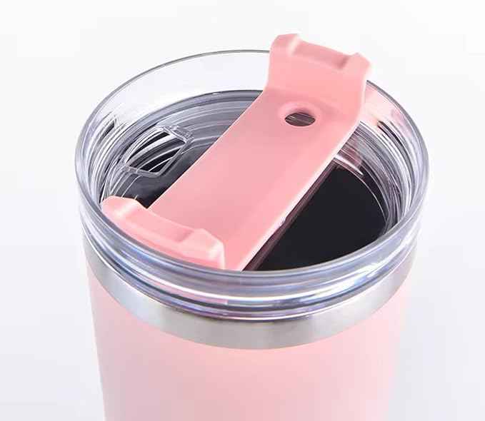 40oz Insulated Travel Mug Tumbler With Handle and Straw,Stainless Steel Double Wall Vacuum Cup Keep Drink Cold and Hot (Pink)