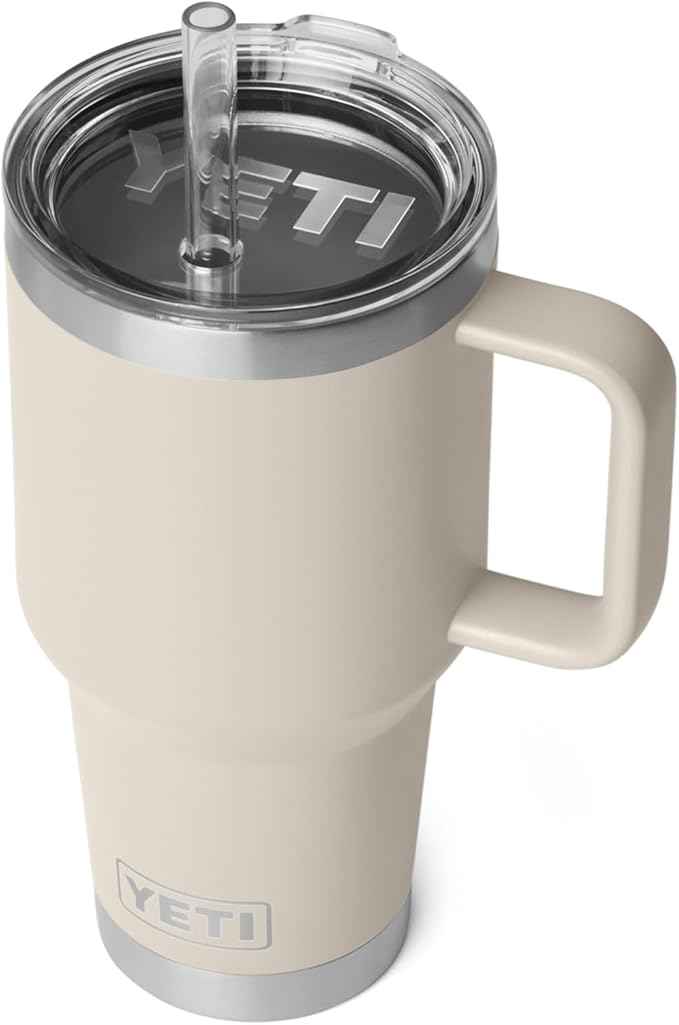 YETI Rambler 35 oz Straw Mug 2.0 - Double-Wall Vacuum Insulation for Cold Beverages – Dishwasher Safe – Cupholder Compatible – Reusable Straw – Comfortable Grip Handle – Travel Mug - Cape Taupe