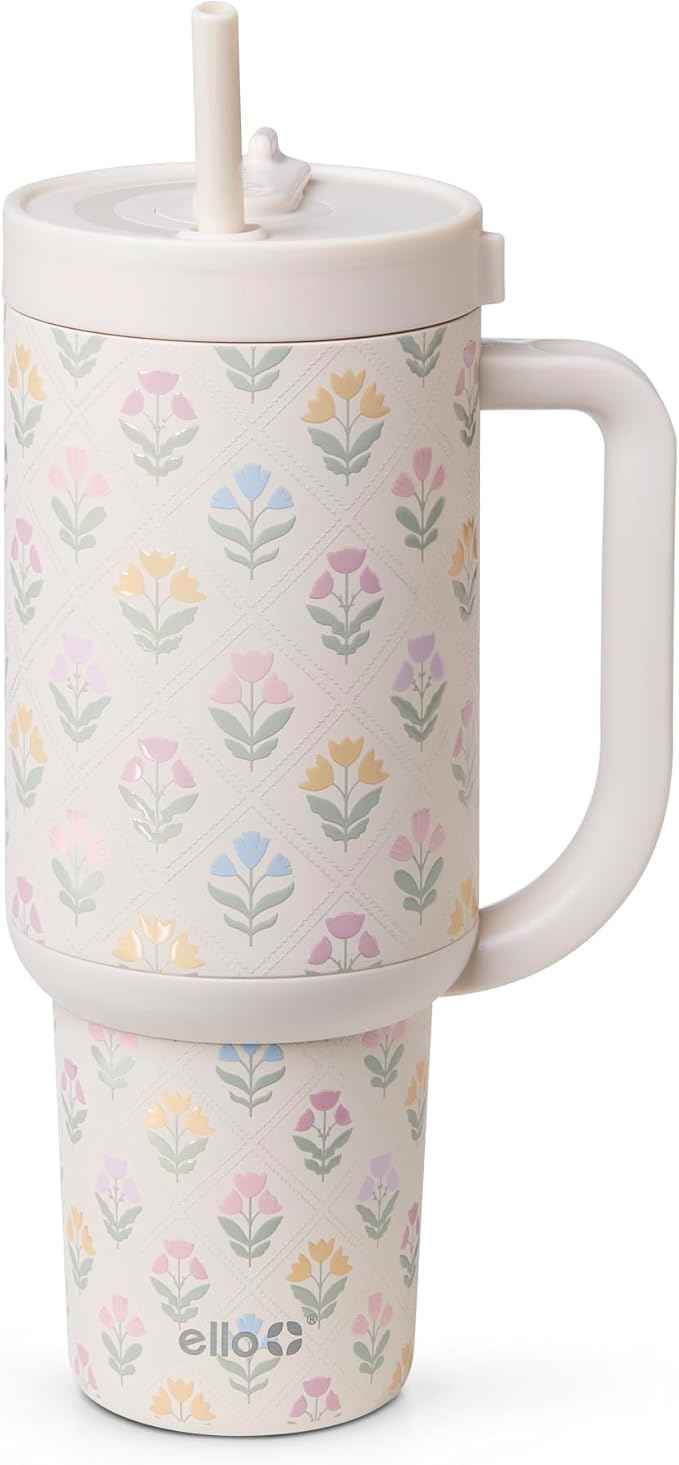 Ello Oasis 40oz Stainless Steel Water Bottle - Flower Quilt