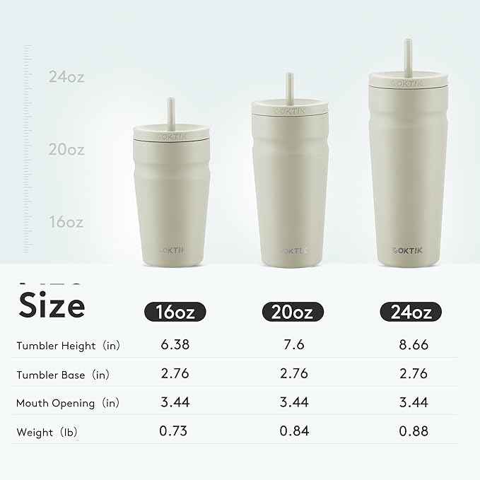 COKTIK 16oz Insulated Tumbler with Lid and Straw Iced Coffee Cup Reusable Stainless Steel Travel Mug Water Bottle Cupholder Friendly for Women Men Her Him (Almond Birch)