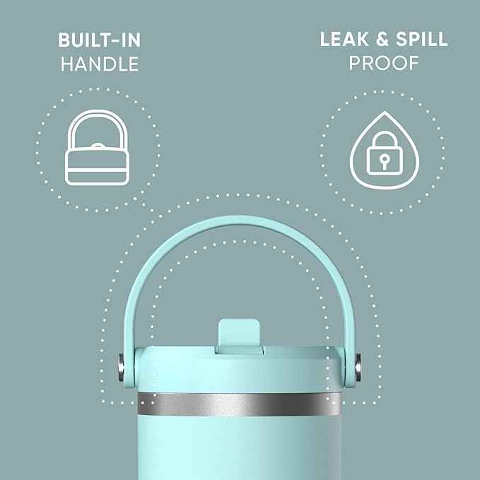 Hydrapeak Nomad 32 oz Tumbler with Handle and Straw Lid, Leakproof, Double Insulated, 32oz Cup Stainless Steel (Almond)