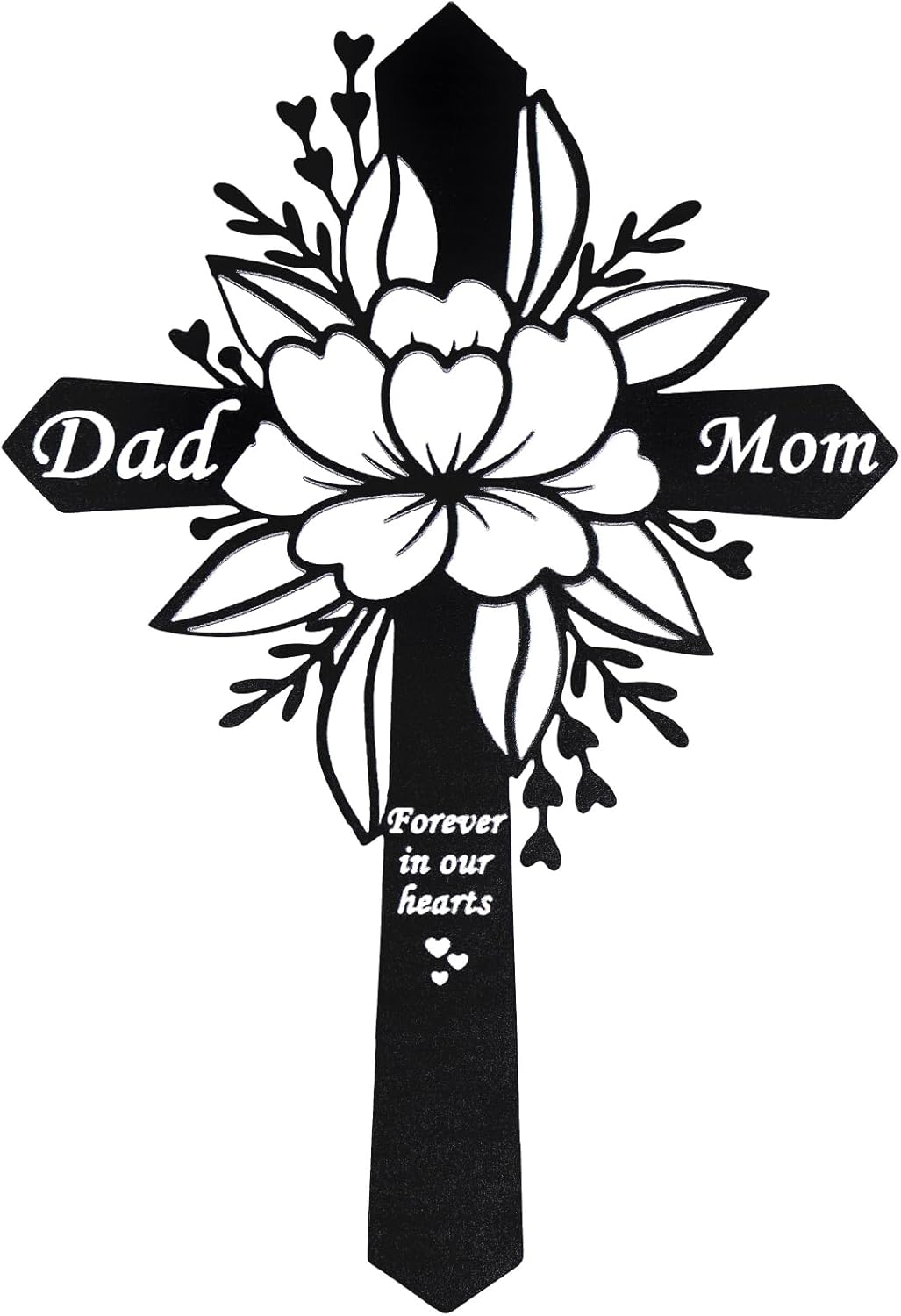 Metal Dad and Mom Memorial Grave Markers Flower Memorial Plaque Stake Cemetery Decorations Garden Grave Yard Sympathy Decor
